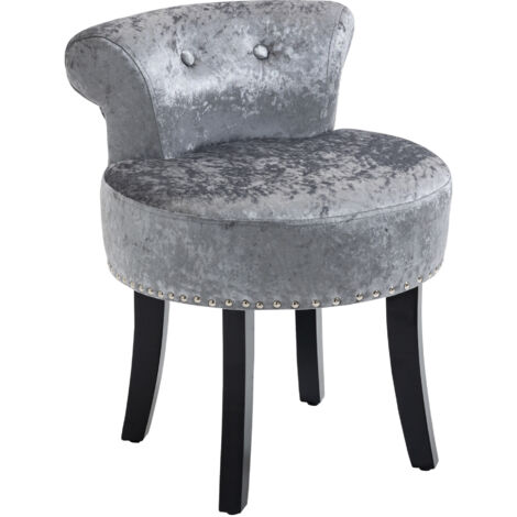 HOMCOM Dressing Table Stool Vanity Seat w/ Rubber Wood Legs Bedroom - Grey