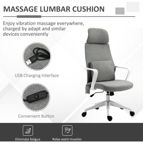 Vinsetto Massage Office Chair with 2 Points Lumbar Support Adjustable Height