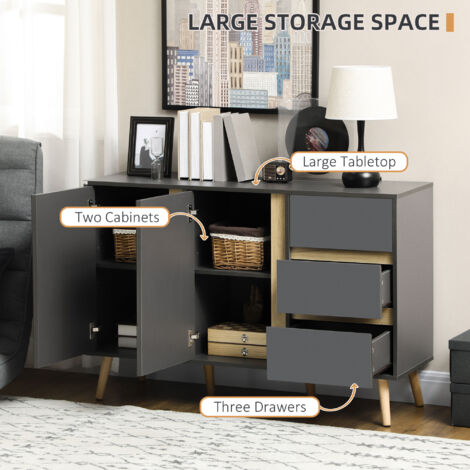 HOMCOM Sideboard Kitchen Cupboard w/ Adjustable Shelves