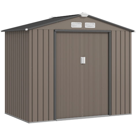 Outsunny Garden Shed Storage Unit w/Locking Door Floor Foundation Vent Brown