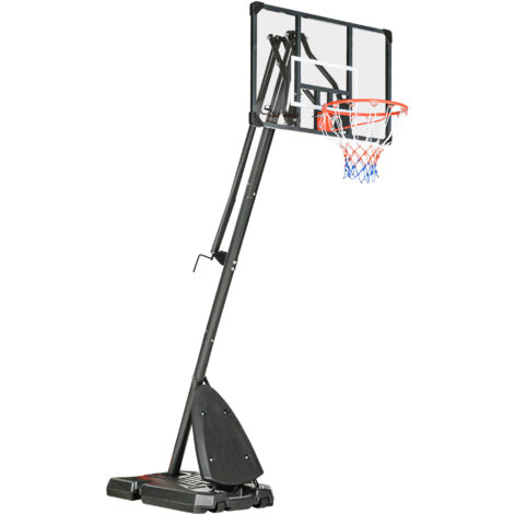 SPORTNOW Adjustable Basketball Hoop with Weighted Base, Wheels, 2.4-2.9m Black