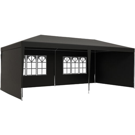 Outsunny 6m x 3m Garden Gazebo Marquee Canopy Party Tent Canopy Patio Dark Grey