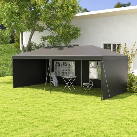 Outsunny 6m x 3m Garden Gazebo Marquee Canopy Party Tent Canopy Patio Dark Grey