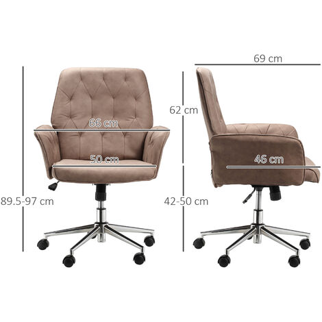 Vinsetto Computer Chair w/Armrest Modern Style Tufted For Home Office Dining Room Brown