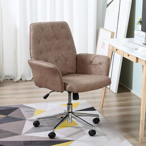 Vinsetto Computer Chair w/Armrest Modern Style Tufted For Home Office Dining Room Brown
