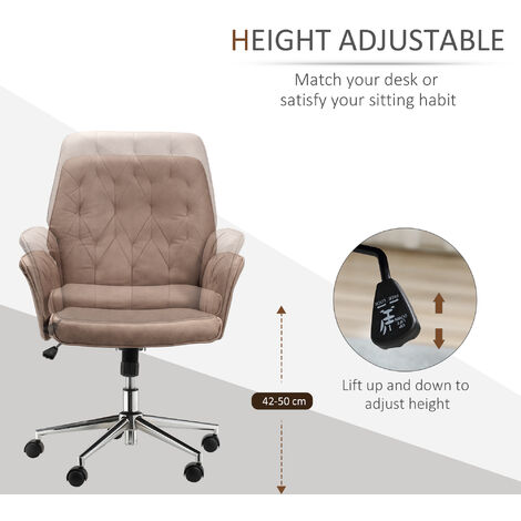 Vinsetto Computer Chair w/Armrest Modern Style Tufted For Home Office Dining Room Brown