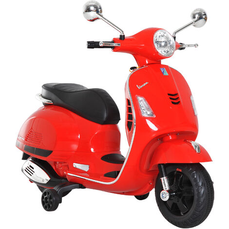 HOMCOM 6V Kids Electric Motorcycle Licensed Vespa Ride On Motorbike for 3-6 Years Red (1/5)