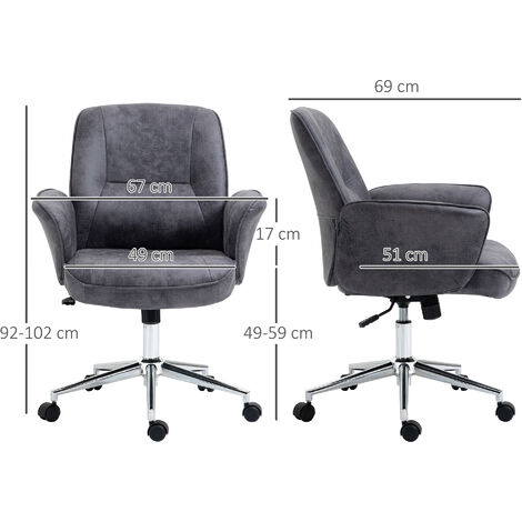 Vinsetto Swivel Computer Office Chair Mid Back Desk Chair for Home Charcoal grey