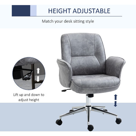 Vinsetto Swivel Computer Office Chair Mid Back Desk Chair for Home Grey