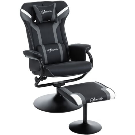 Vinsetto Video Game Chair and Footrest Set with Lumbar Support
