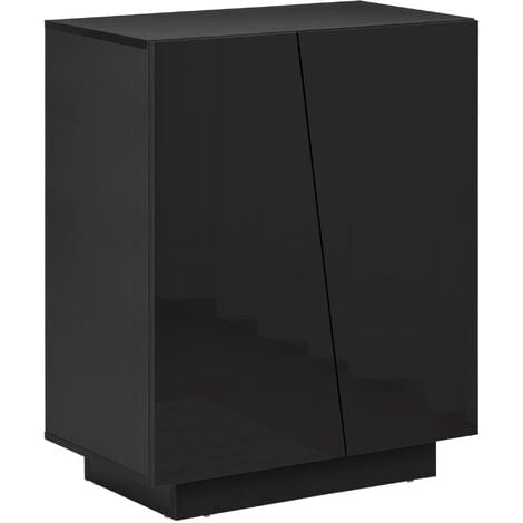 HOMCOM Storage Cabinet for Bedroom High Gloss Sideboard for Living Room Hallway Black