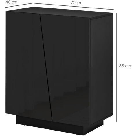HOMCOM Storage Cabinet for Bedroom High Gloss Sideboard for Living Room Hallway Black