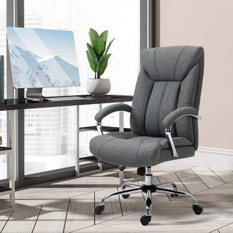 Vinsetto Grey/Black, Mid Back Ergonomic Desk Chair Swivel Fabric