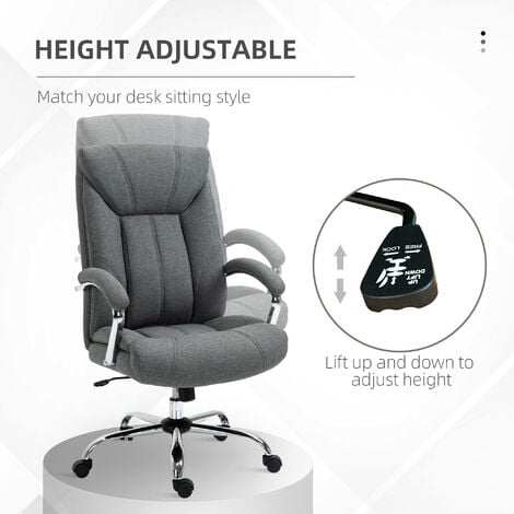 Vinsetto High Back Swivel Home Office Chair Task Ergonomic Linen Fabric  Computer Chair, with Arm, Adjustable Height, Black