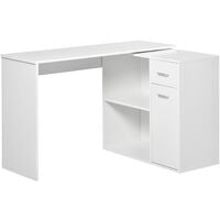 HOMCOM Corner Computer Desk 360° Rotating Dining Table W/ Storage Shelf White