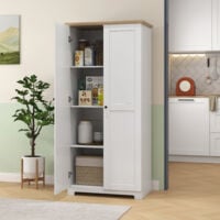 HOMCOM 172cm Wooden Storage Cabinet Cupboard With 2 Doors 4 Shelves White