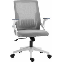Vinsetto Mesh Office Chair with Lumbar Support, Flip-up Arm, Wheels, Grey