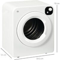 HOMCOM 6kg Vented Tumble Dryer, Freestanding, Wall Mounted, Stackable ...