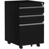Vinsetto Filing Cabinet with Lock and Hanging Bar for Letter A4 Legal, Black