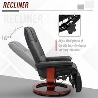 HOMCOM Office Recliner Sofa Chair Plush Armchair Lounger 360° Rotating Black