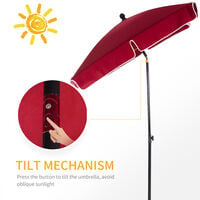 Outsunny Aluminium Sun Umbrella Parasol Patio Rectangular Tilt 2M x 1.3M Red