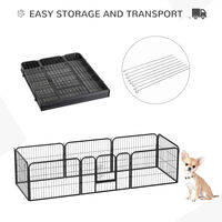PawHut Heavy Duty Dog Pet Puppy Metal Playpen Play Pen Rabbit Pig Hutch Run Enclosure Foldable Black 80 x 60 cm (Small)