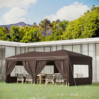 Outsunny 3m x 6m Pop Up Gazebo Party Tent Canopy Marquee with Storage Bag Coffee