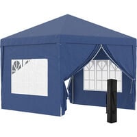 Outsunny 3mx3m Pop Up Gazebo Party Tent Canopy Marquee with Storage Bag Blue