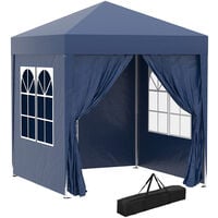 Outsunny 2m x 2m Garden Pop Up Gazebo Marquee Party Tent Wedding Awning Canopy New With free Carrying Case Blue + Removable 2 Walls 2 Windows