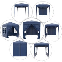 Outsunny 2m x 2m Garden Pop Up Gazebo Marquee Party Tent Wedding Awning Canopy New With free Carrying Case Blue + Removable 2 Walls 2 Windows