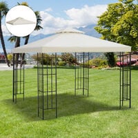 Outsunny 3(m) 2 Tier Garden Gazebo Top Cover Replacement Canopy Roof Cream White