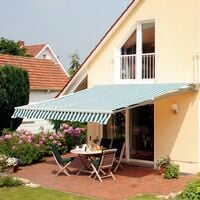 Outsunny Garden Sun Shade Canopy Retractable Awning, 4 x 3(m) Green and White