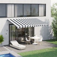 Outsunny Garden Sun Shade Canopy Retractable Awning, 4 x 3(m) Blue and White
