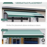 Outsunny 2.5 x 2m Manual Retractable Awning Sunshade w/ Winding Handle - Green