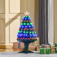 HOMCM 3FT Prelit Artificial Christmas Tree Fiber Optic Xmas Decoration, Green