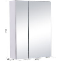 HOMCOM Stainless Steel Wall mounted Bathroom Mirror Cabinet Double Doors 430W (mm)