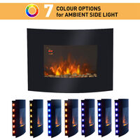 HOMCOM Led Curved Glass Electric Wall Mounted Fire Place Fireplace Heater
