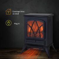 HOMCOM 1850W Log Burning Flame Effect Stove Heater Electric Fire Place Fan