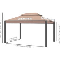 Outsunny 3 x 4m Garden Metal Gazebo Marquee Patio Party Tent Canopy Shelter