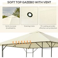 Outsunny Garden Gazebo Awning Tent Marquee Water Resistant Steel Cream 3mx3m