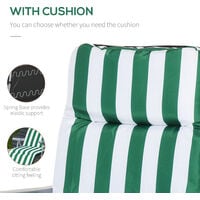 Outsunny 2pcs Folding Sun Loungers Recliners Adjustable - Green/White