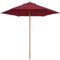 Outsunny Wood Garden Parasol Sun Shade Patio Outdoor Wooden Umbrella Canopy Wine Red