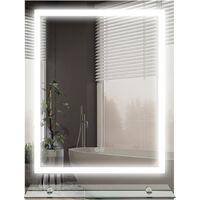 kleankin Dimmable Bathroom Mirror with LED Lights, 3 Colours, Defogging Film 70 x 50cm