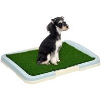 PawHut Dog Toilet Indoor w/ Artificial Grass, Grid Panel, Tray 63 x 48.5cm