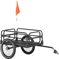 HOMCOM Bike Trailer Wagon Bicycle Cargo Trailer w/ Suspension, 2 Wheels, Black