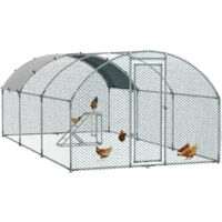 PawHut Walk In Chicken Run with Chicken Activity Shelf and Cover, 2.8 x 5.7 x 2m