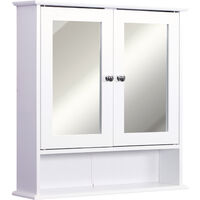 kleankin Wall-mounted Cabinet Mirror Door Bathroom Organiser Living Room White
