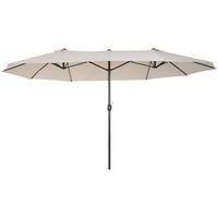 Outsunny Sun Umbrella Canopy Double-sided Crank Sun Shade Shelter 4.6M Beige