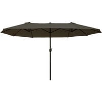 Outsunny Double Canopy Sun Umbrella Parasol Crank Open Outdoor Patio Shade 4.6M Grey