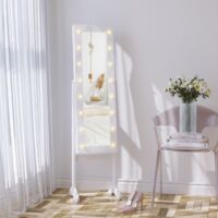 HOMCOM Free Standing LED Mirrored Jewelry Cabinet Armoire Floor Organiser
